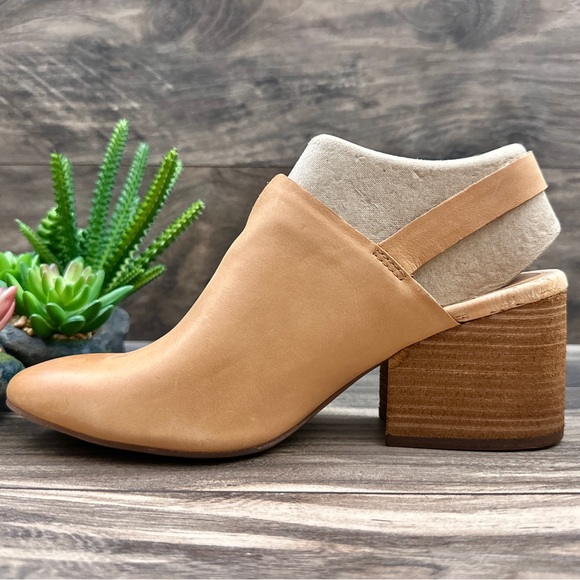 NIB Korks Kork Ease Rayleigh Slingback Block Heel Leather Clogs Natural - Picture 8 of 14